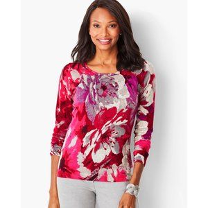 Talbots PERFECT MERINO WOOL SWEATER - FLORAL PRINT crew neck